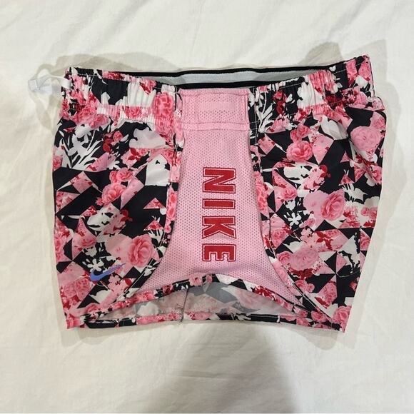 Nike Girls Pink Floral Running Shorts sz S Pink and Black - Picture 8 of 16